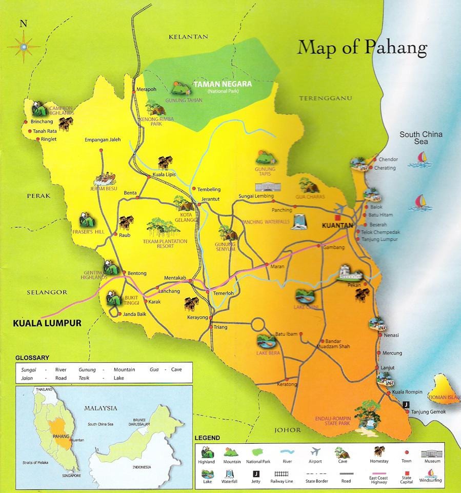வரைபடம் pahang மாநில மலேஷியா